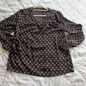 Ann Taylor Brown Tan Relaxed Long Sleeve Blouse